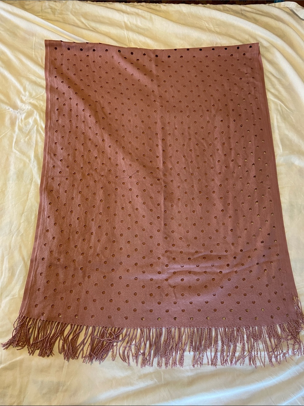 Banana Republic Mauve Perforated Fringe Shawl/Scarf